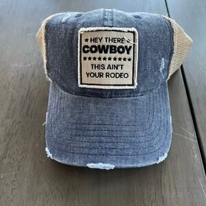 Denim and Tan Distressed Cowboy Hat